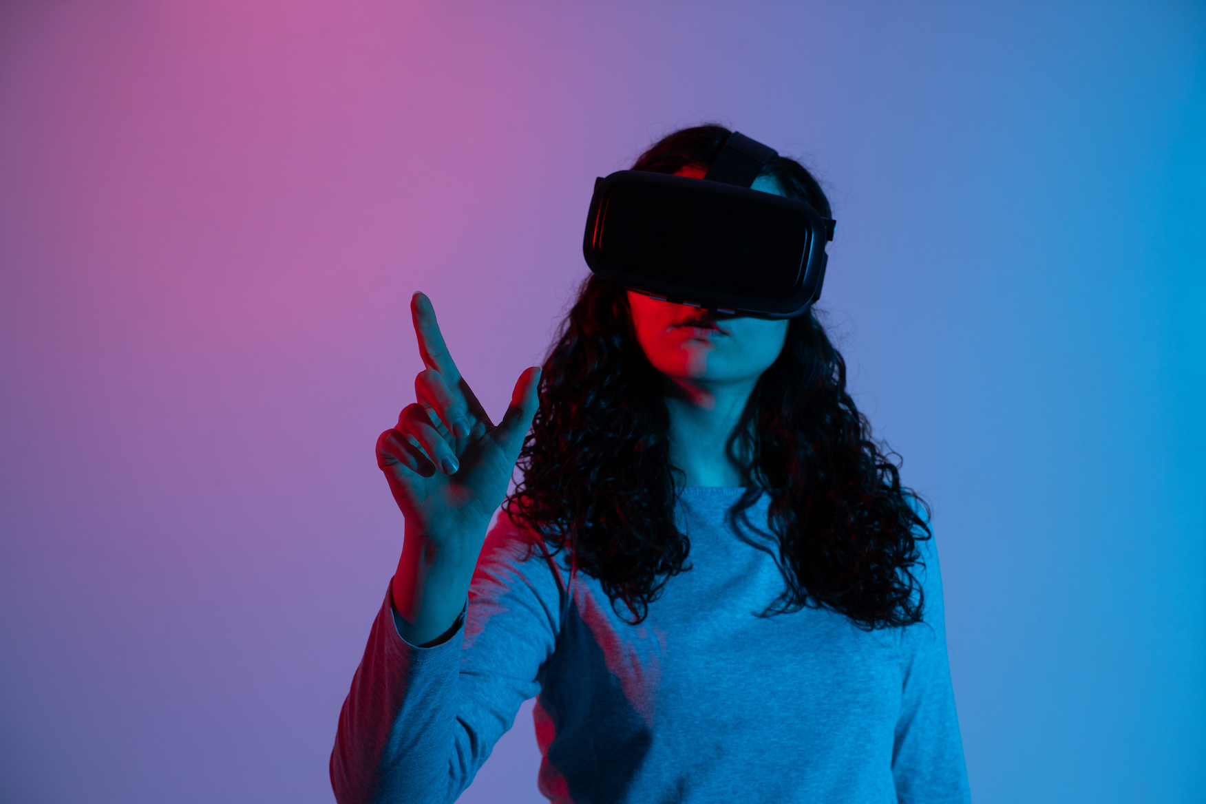 Woman Wearing VR Headset