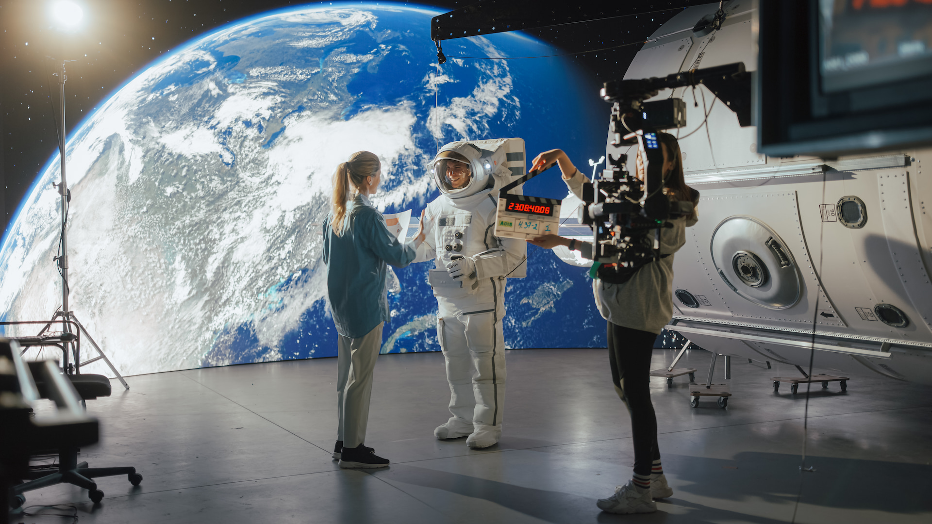 People on a space Film set