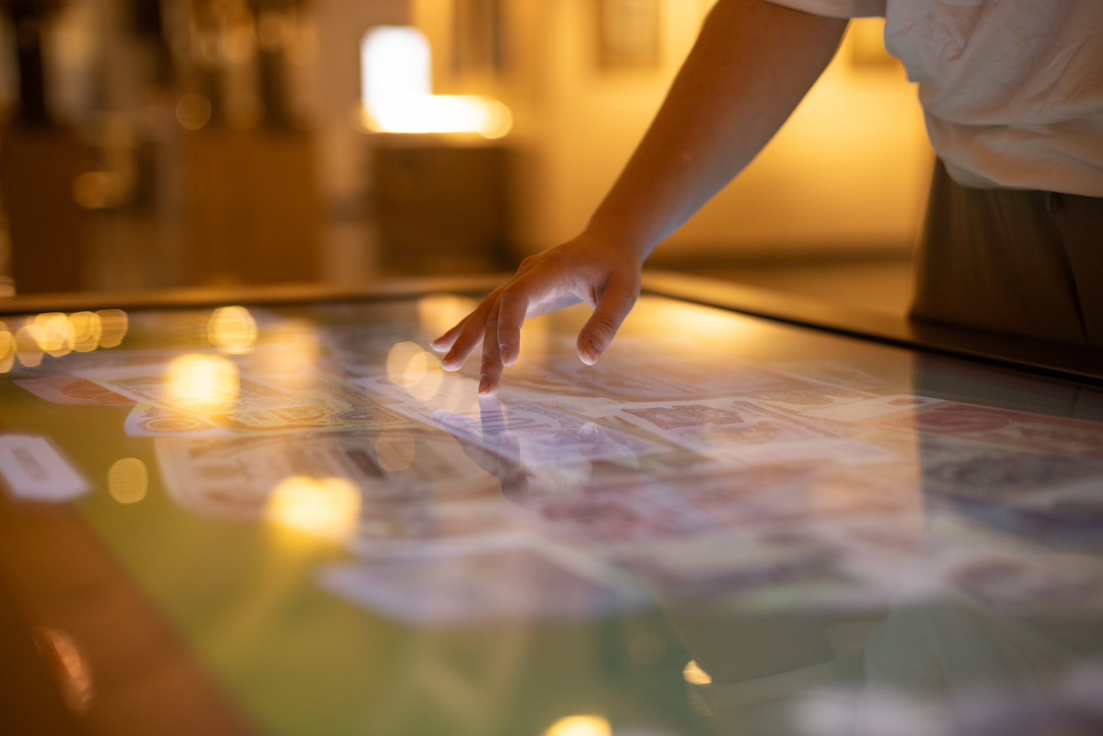 Person using a touch screen table