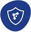 White shield with a molecule icon inside on a blue rounded shape background representing immunity.