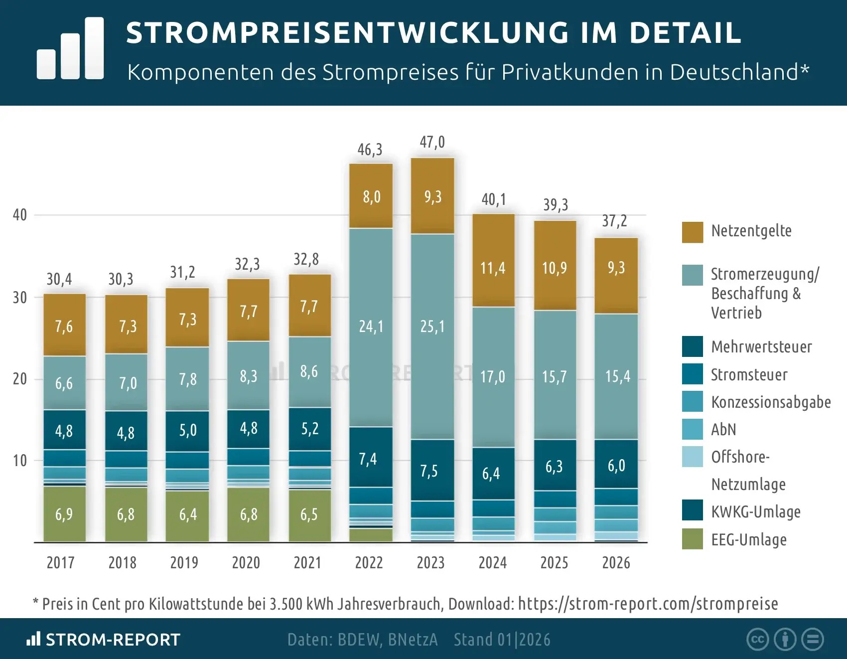 Infografik Strom-Report Strompreisentwicklung im Detail.