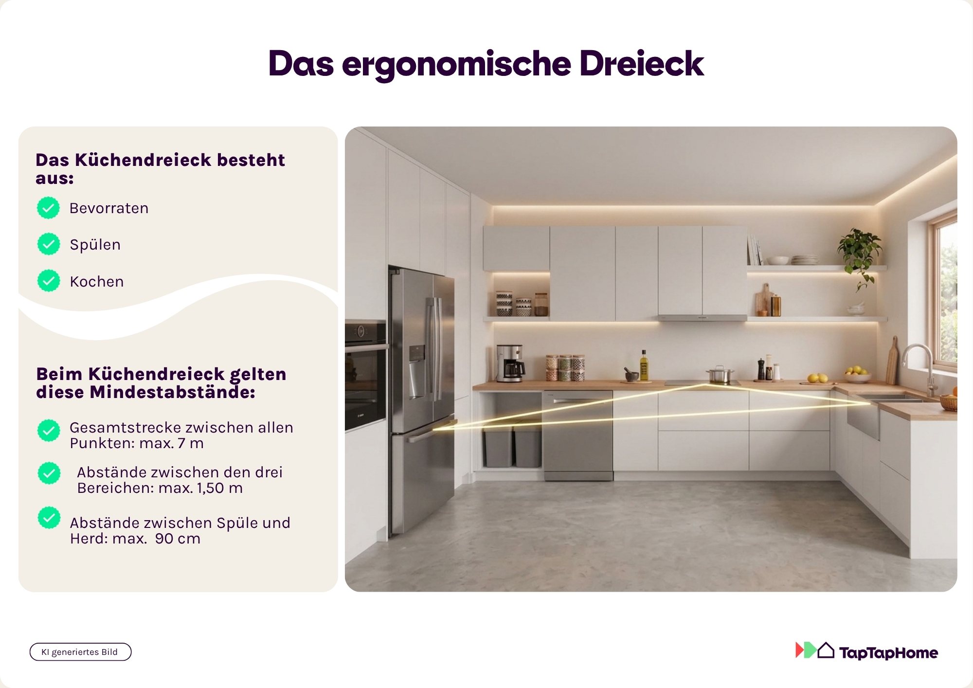 Grafik zeigt das ergonomische Küchendreieck