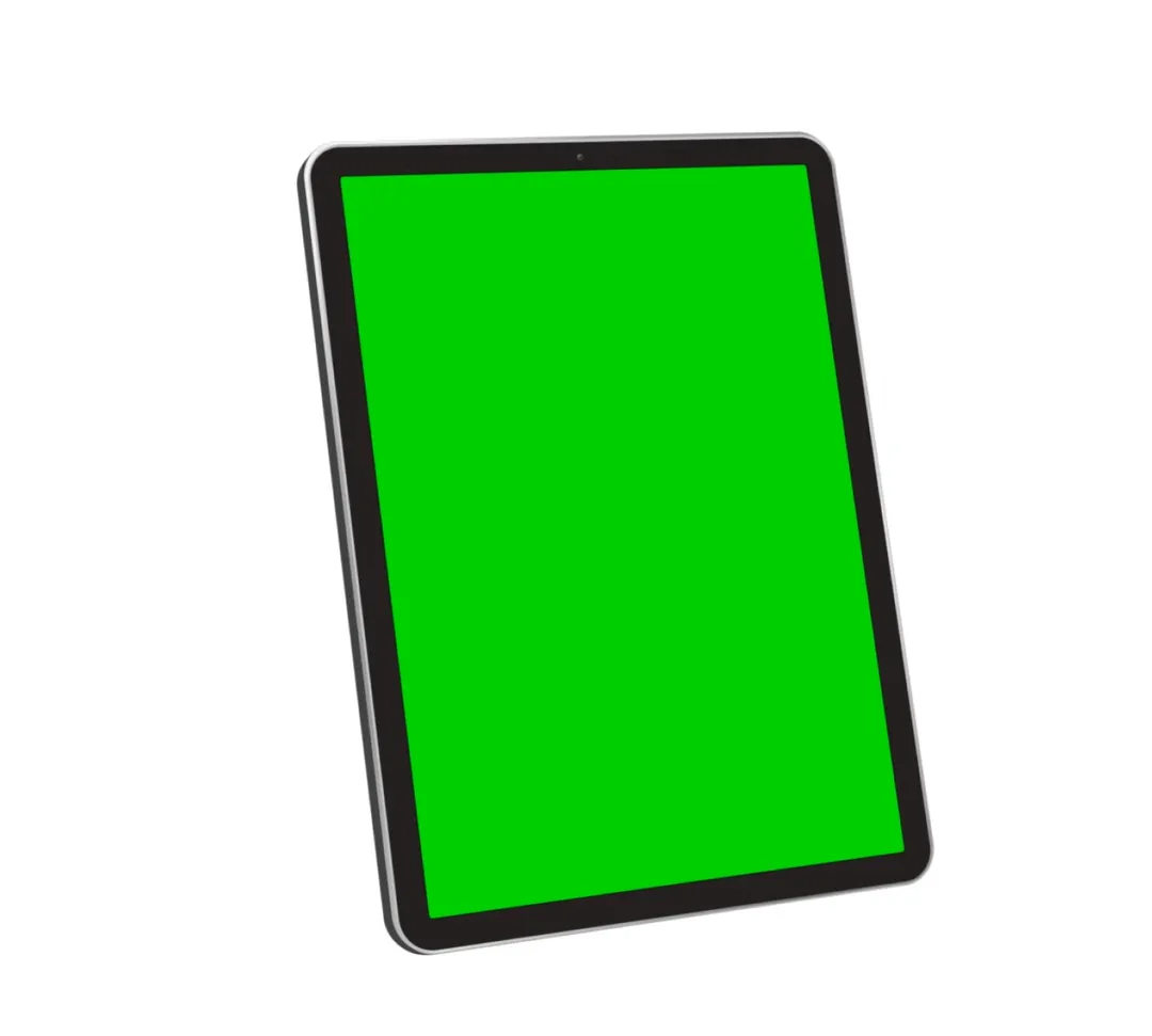 Tablet device with a green screen