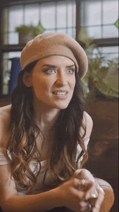 Screenshot of a woman being interviewed