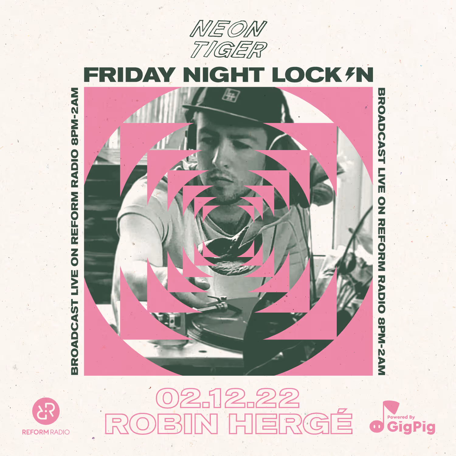 A vibrant poster advertising the Friday Night Lock-In event, featuring bold text and engaging graphics to attract attendees