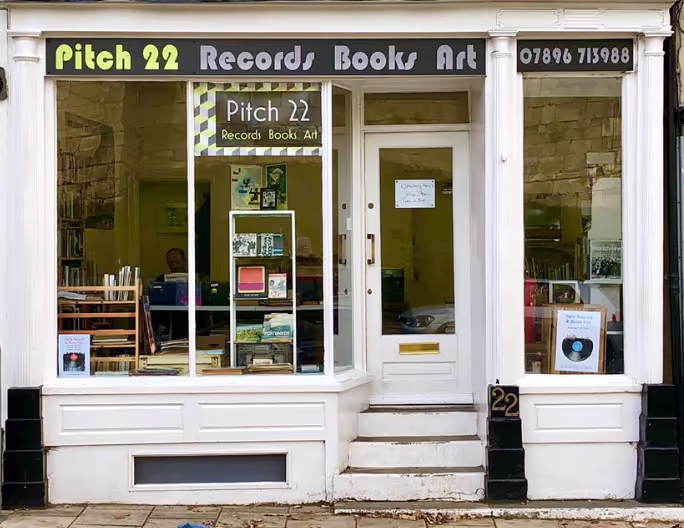 Outside shot of a records store named Pitch 22 records