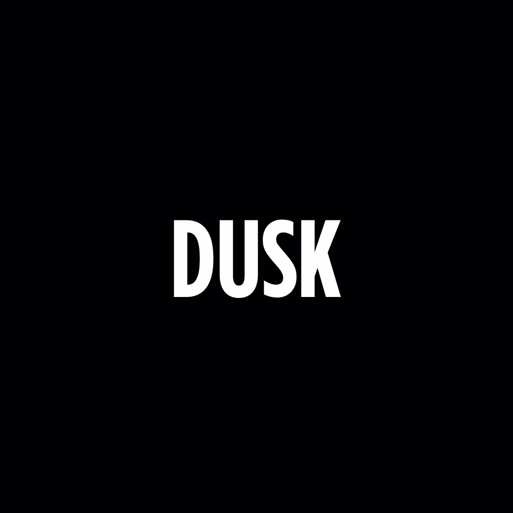 Dusk company logo on a black background 
