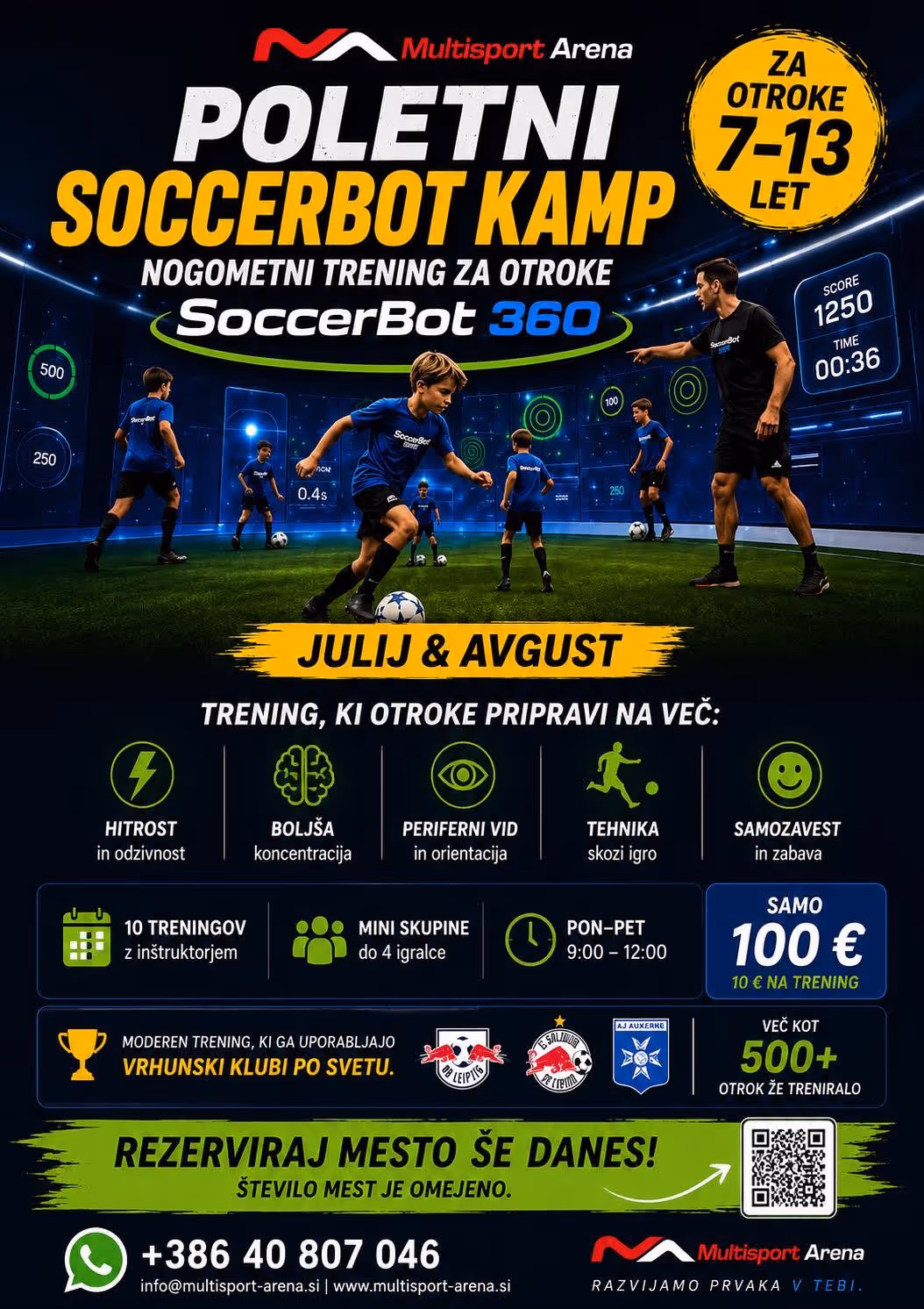 Poletni SoccerBot 360 kamp za otroke v Multisport Areni