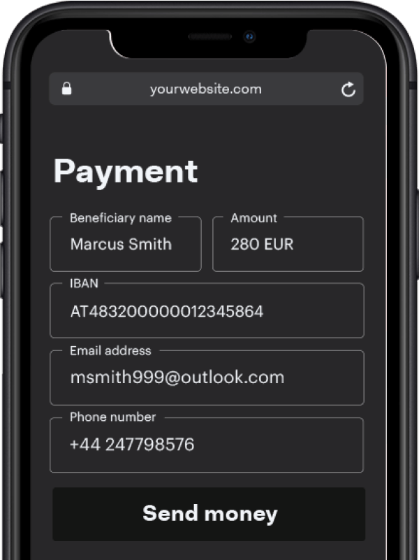 Checkout page on smartphone