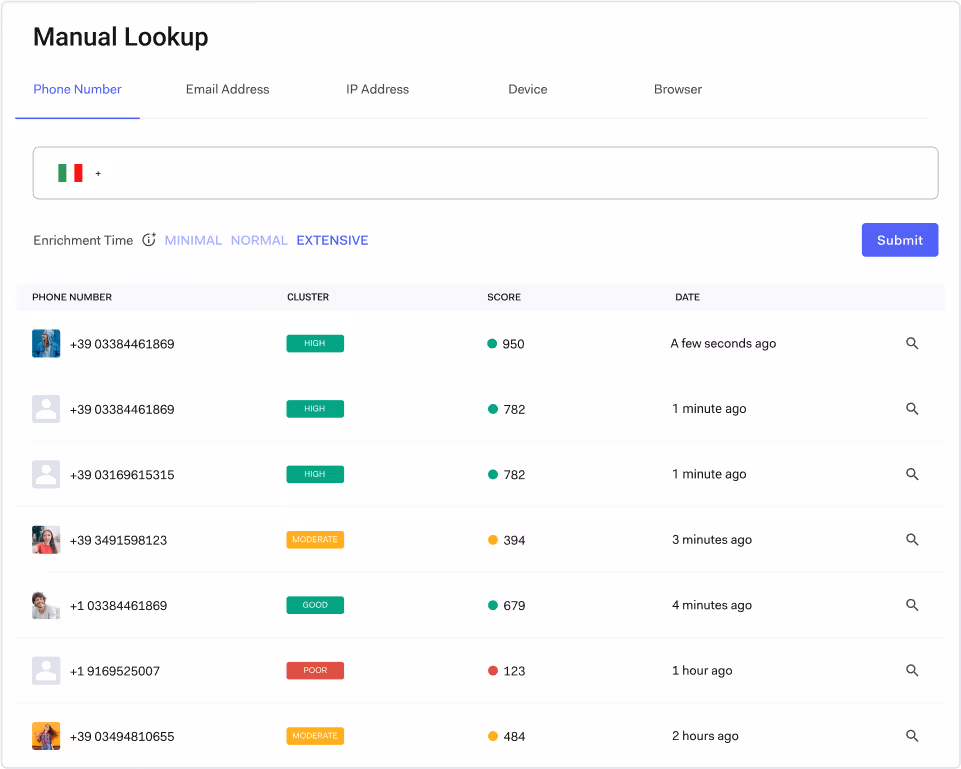 Phone Manual lookup example