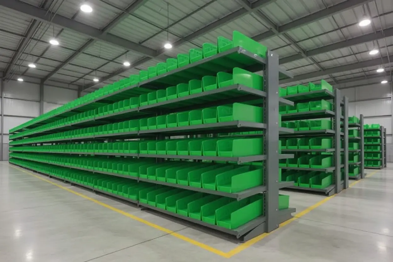 Custom warehouse storage system with modular shelving and optimized layout design#1.6