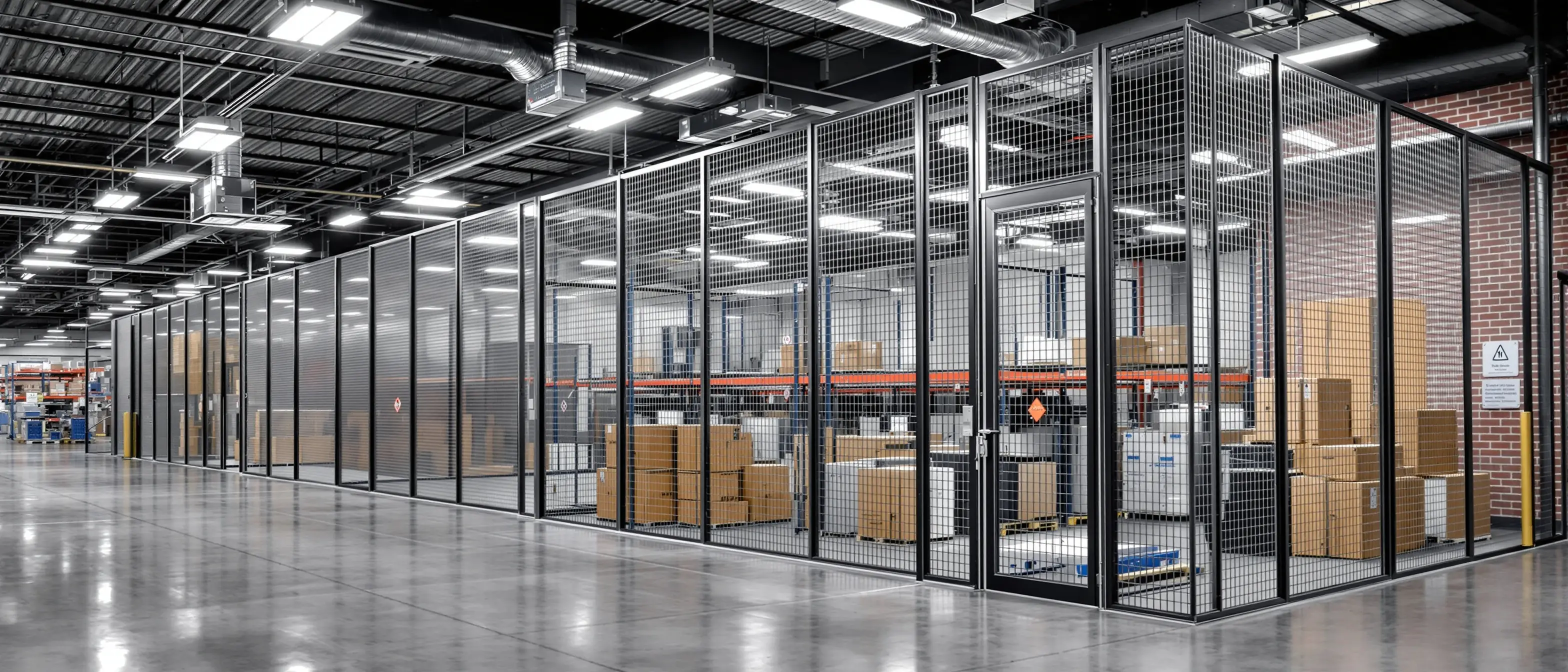 Retail facility using security cages to protect valuable merchandise and control access to restricted areas#16.9