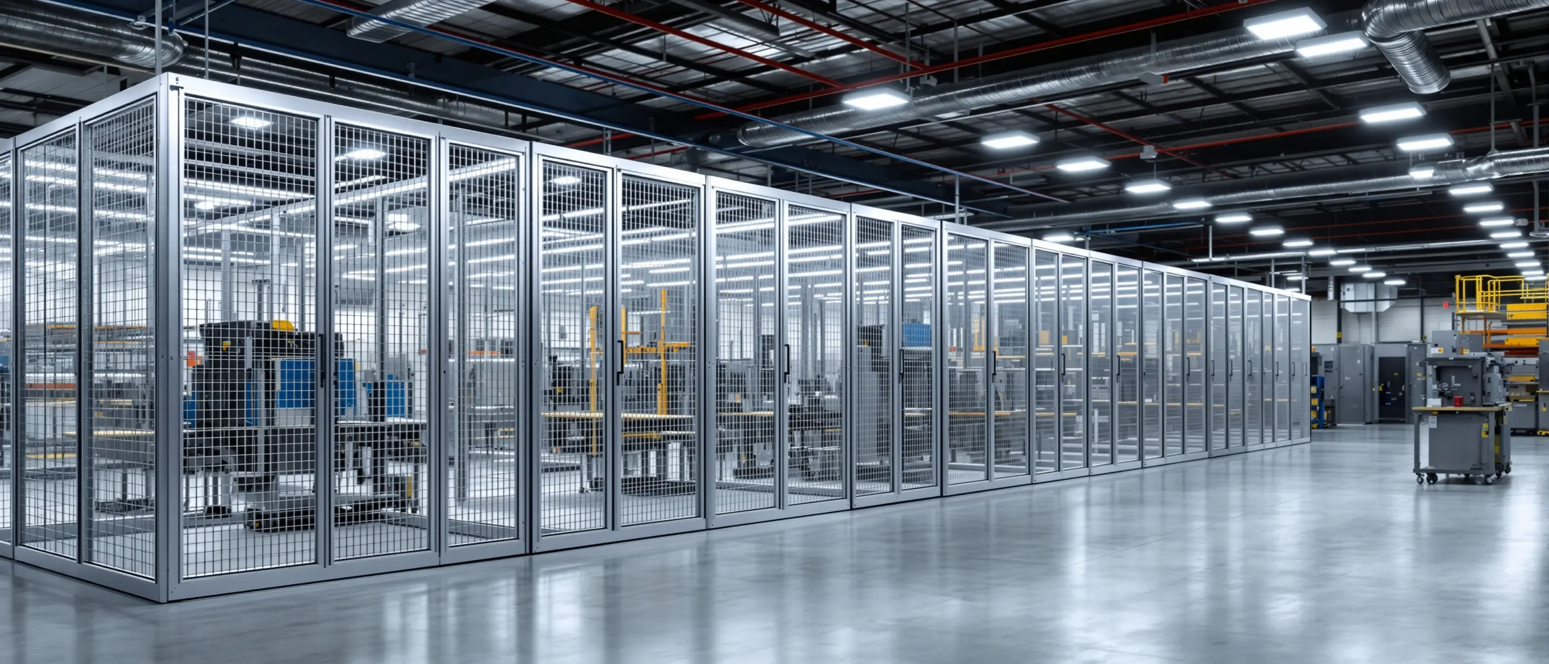 Manufacturing facility with anti theft cages protecting tools and valuable equipment from unauthorized access#16.9