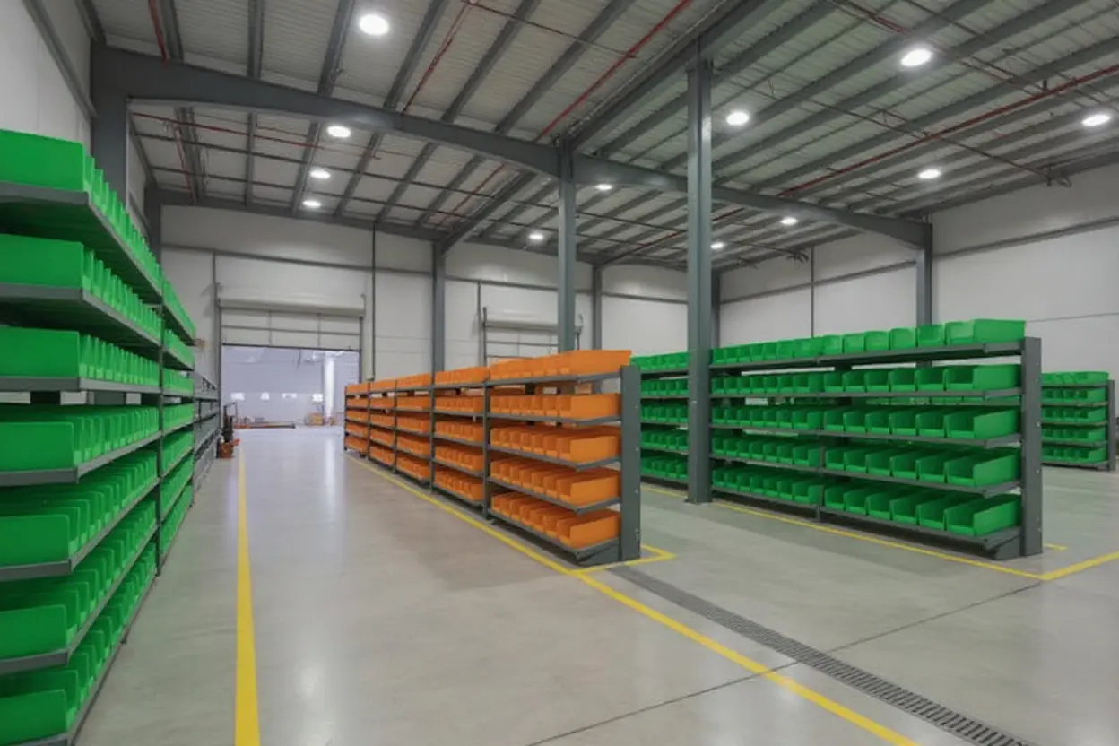 Shipping and logistics warehouse using stackable containers for efficient operations#1.6