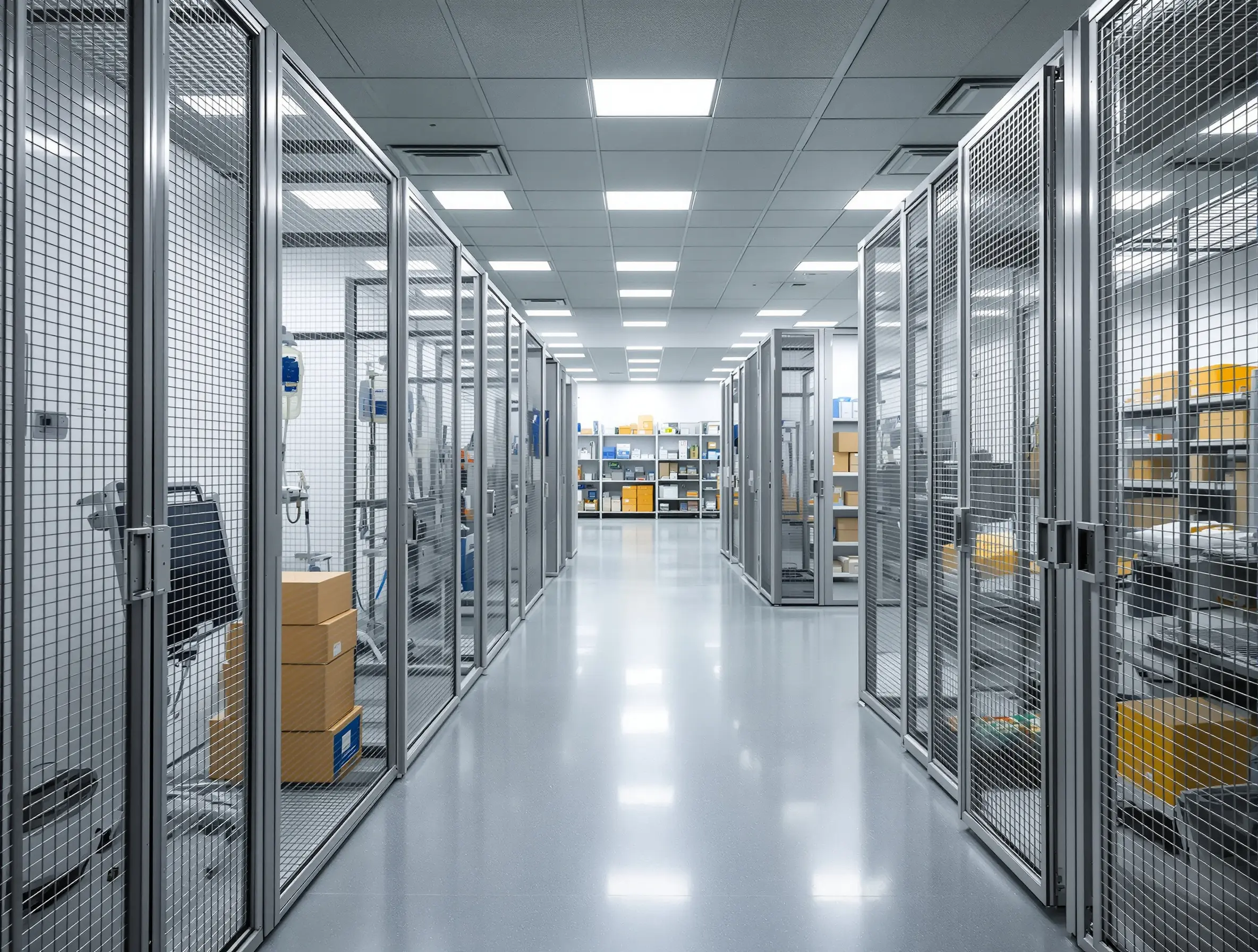 Healthcare facility with medical supply security cages#1.3