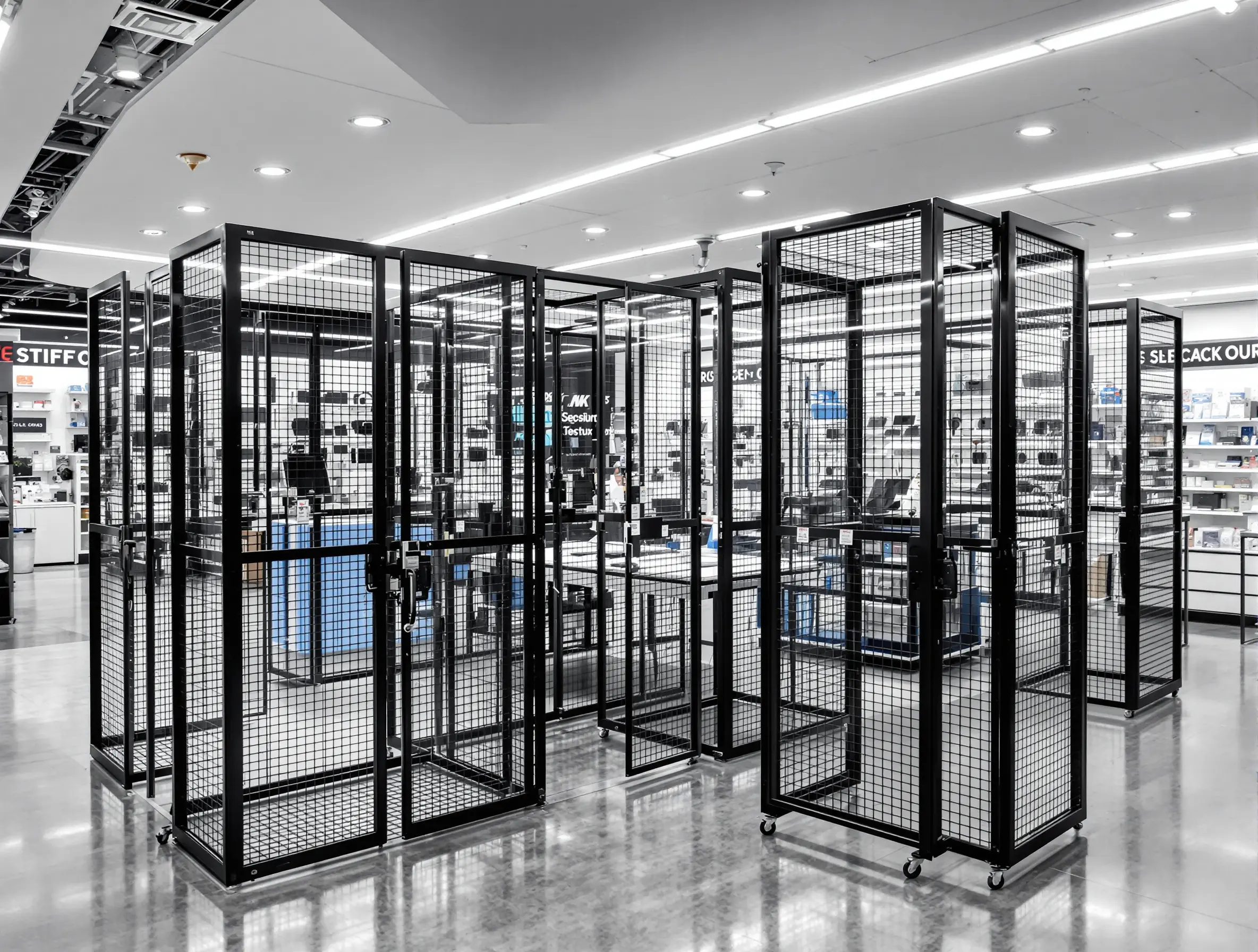 Retail store with anti-theft equipment cages#1.3