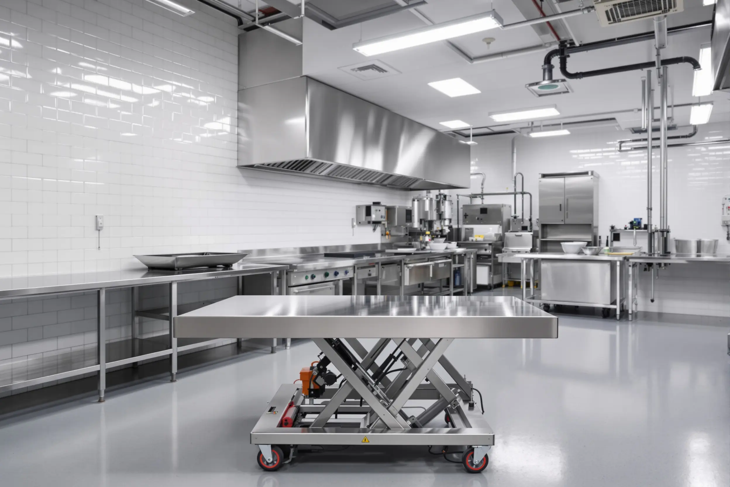 Food service facility with sanitary lift table for food processing#1.6