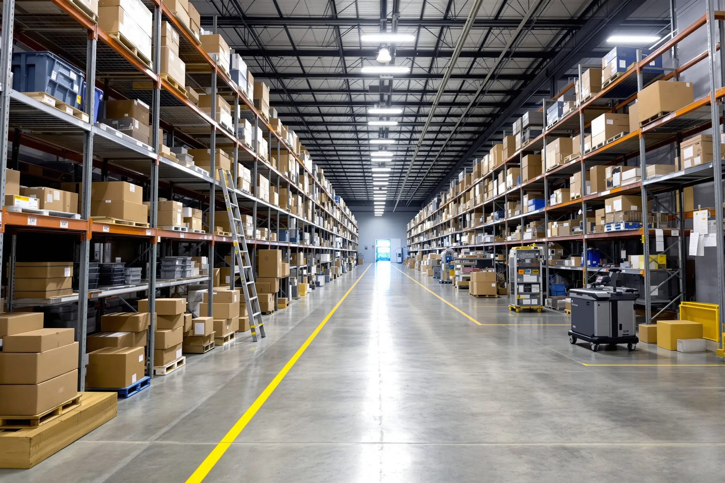 Retail stockrooms and back-of-house storage areas with organized inventory systems#1.5