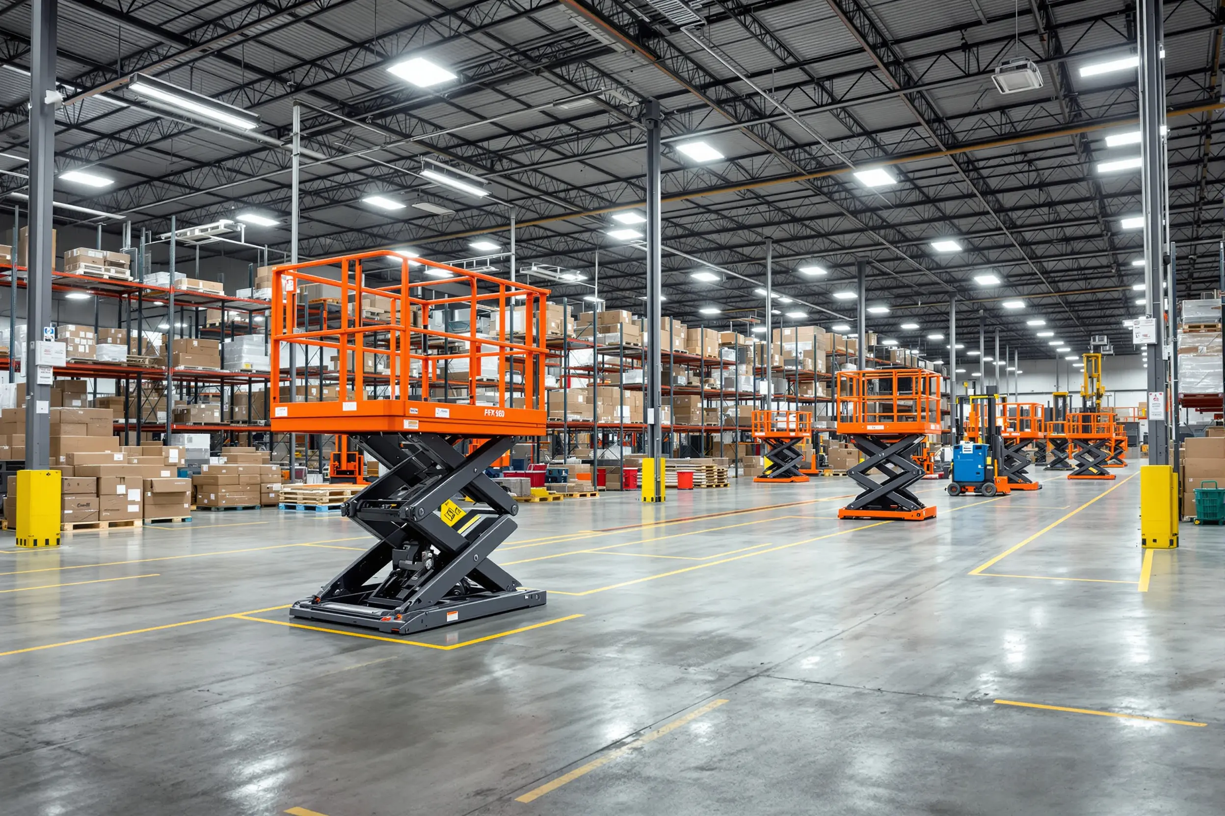 Warehousing facilities with scissor lifts for material handling operations#1.5