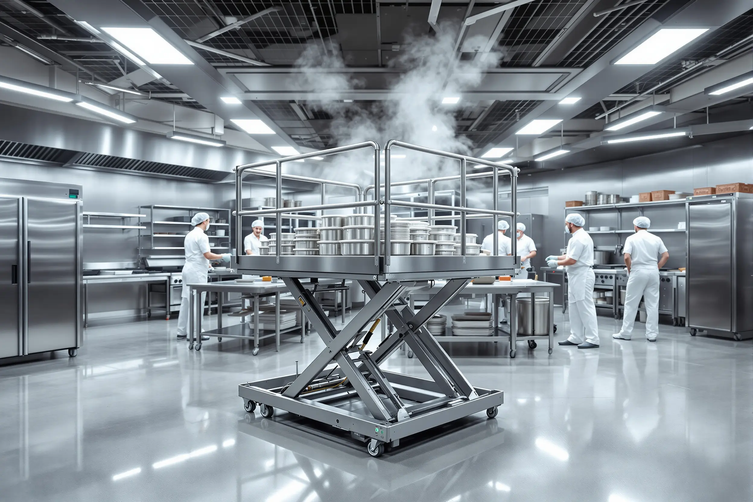 Food service facilities using hydraulic platform lifts for safe and hygienic material handling operations#1.6