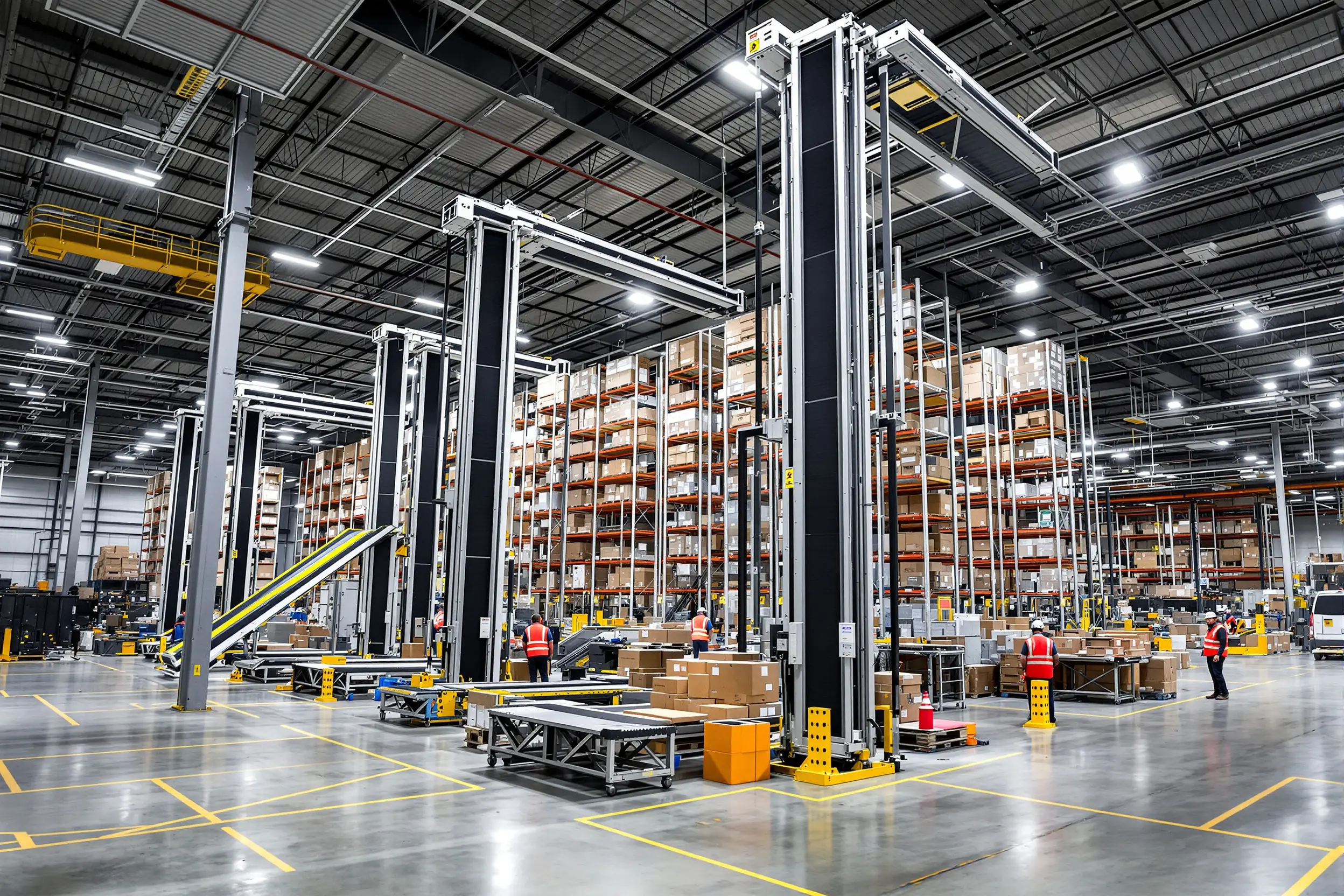 Distribution center using mechanical vertical conveyors for high-volume material handling operations#1.5