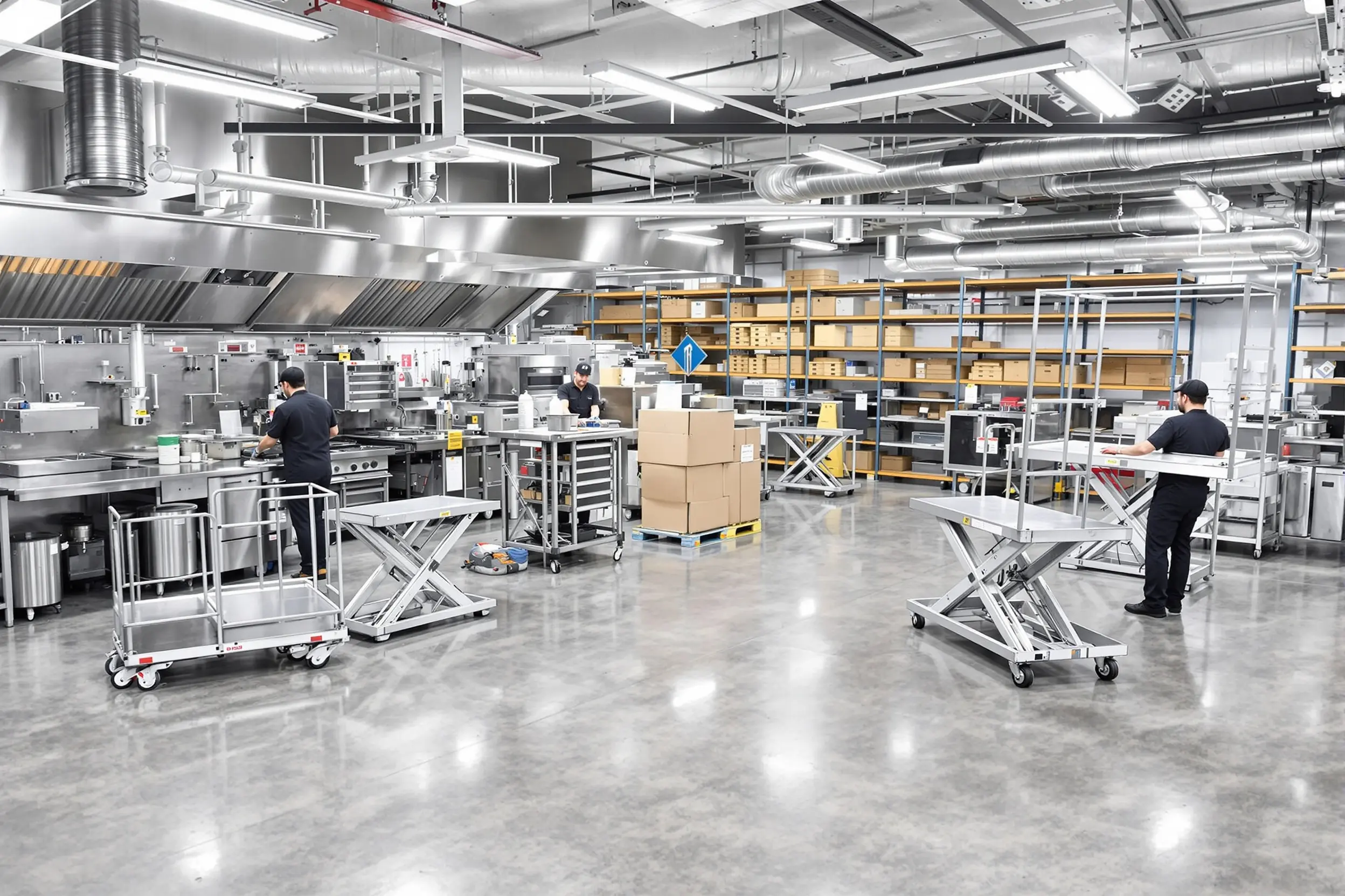 Food service operations with hydraulic lifts for kitchen and storage area material transport systems#1.5