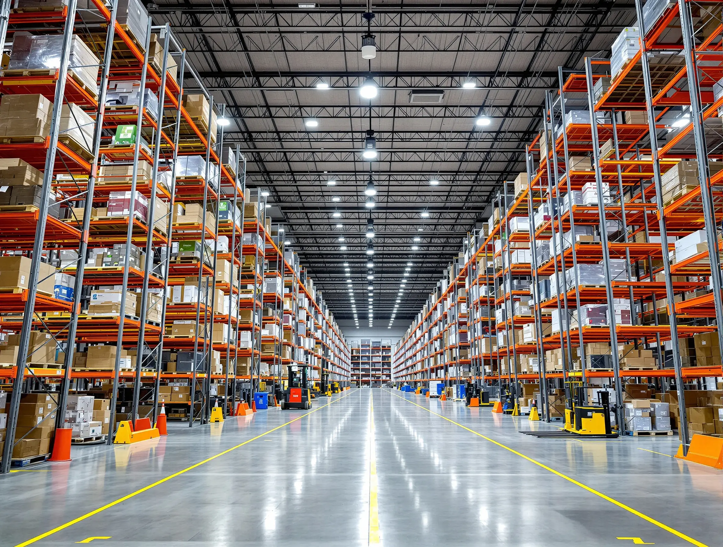 Distribution center with organized industrial rack systems for efficient order fulfillment#1.3