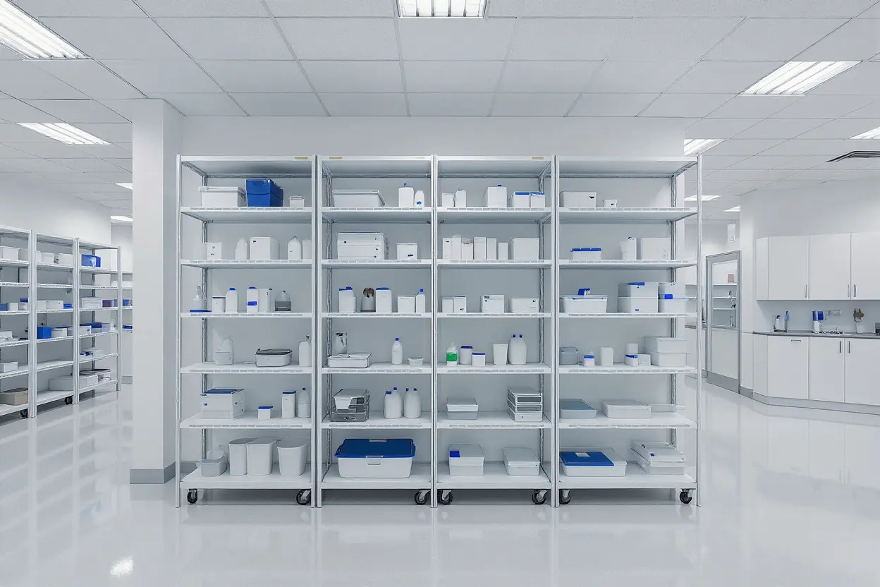 Medical facility storage shelves for hospital and healthcare equipment organization#1.6