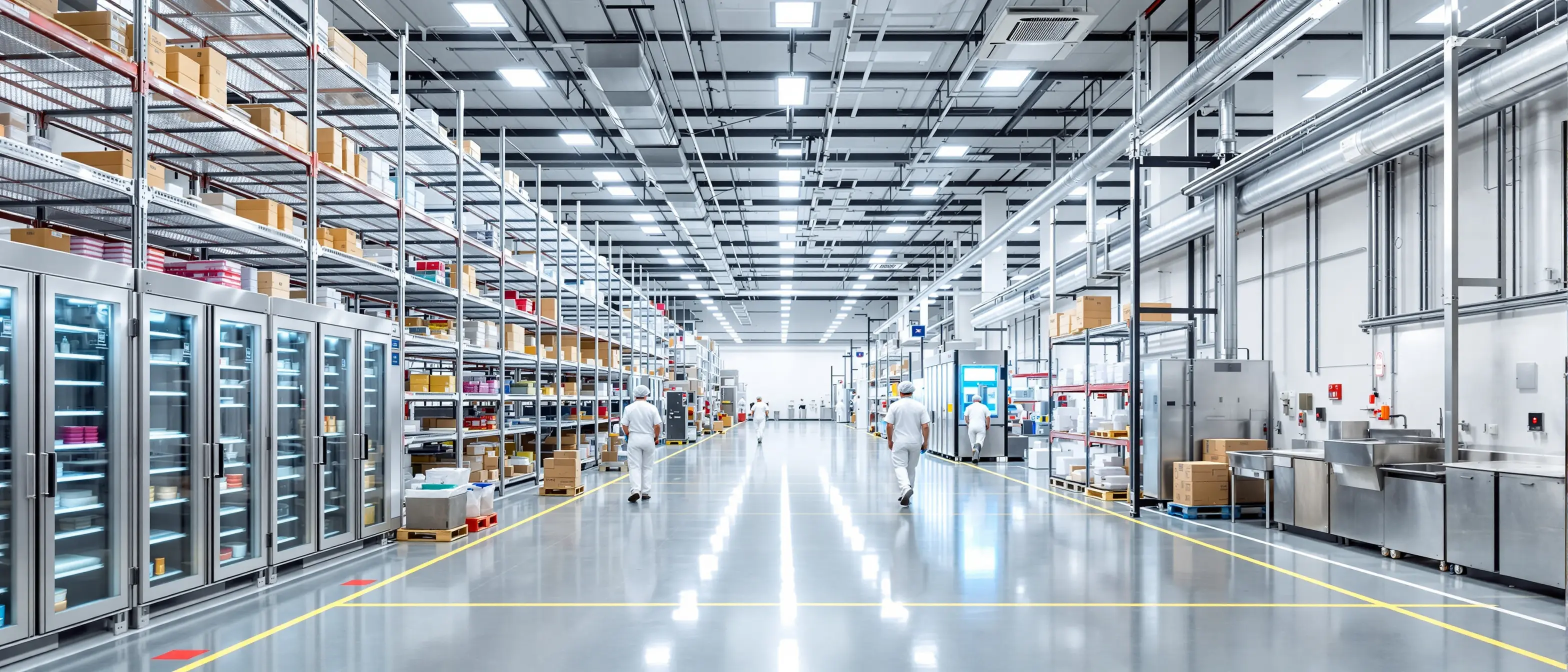 Food service distribution center with hygienic storage solutions and safety equipment#16.9