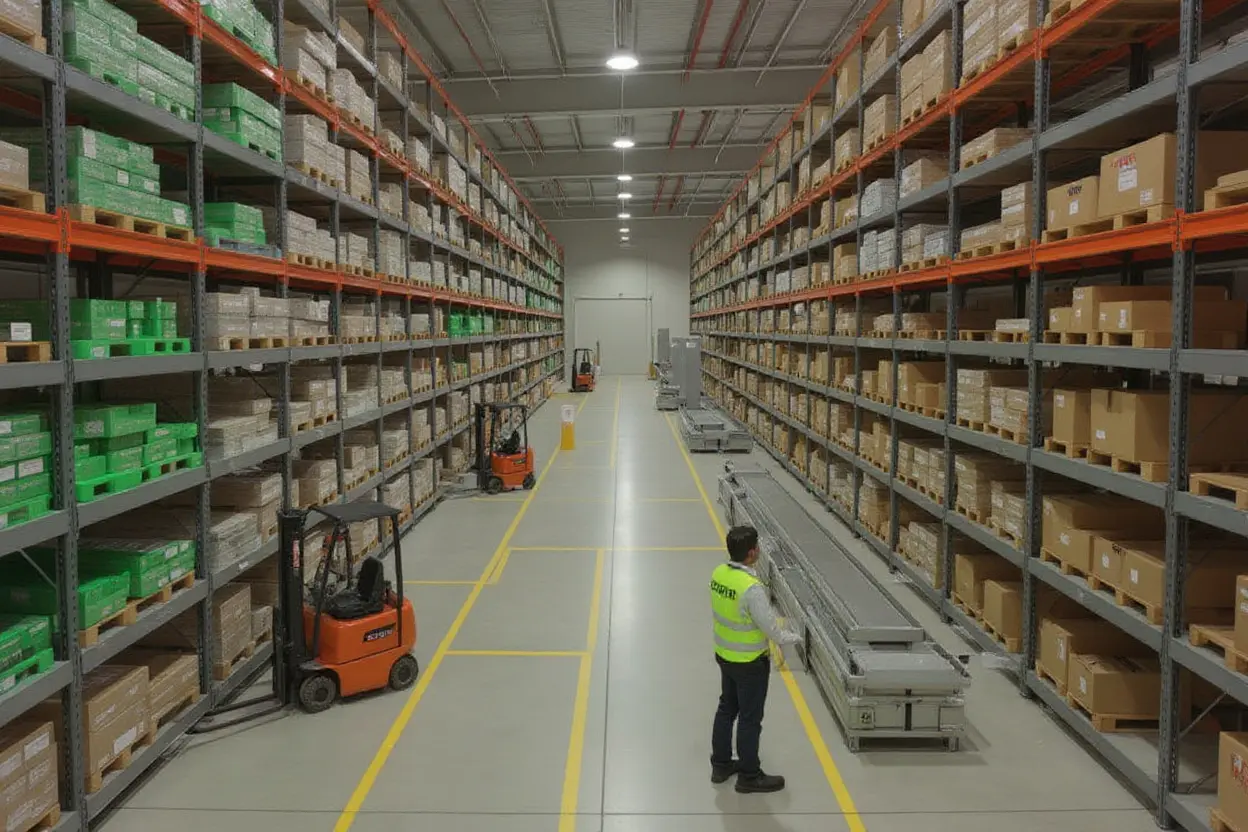 Distribution center pallet rack systems for efficient product sorting and shipping operations#1.5