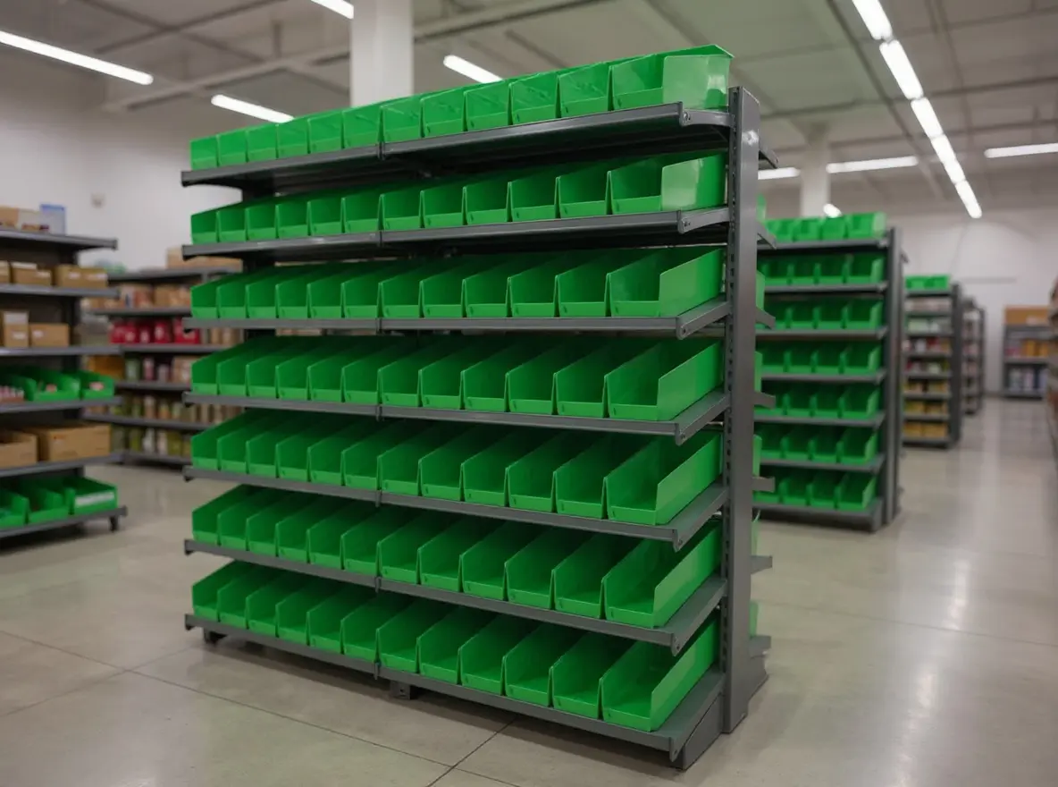 Retail environment using shelf bins for backroom organization and inventory management systems#1.3