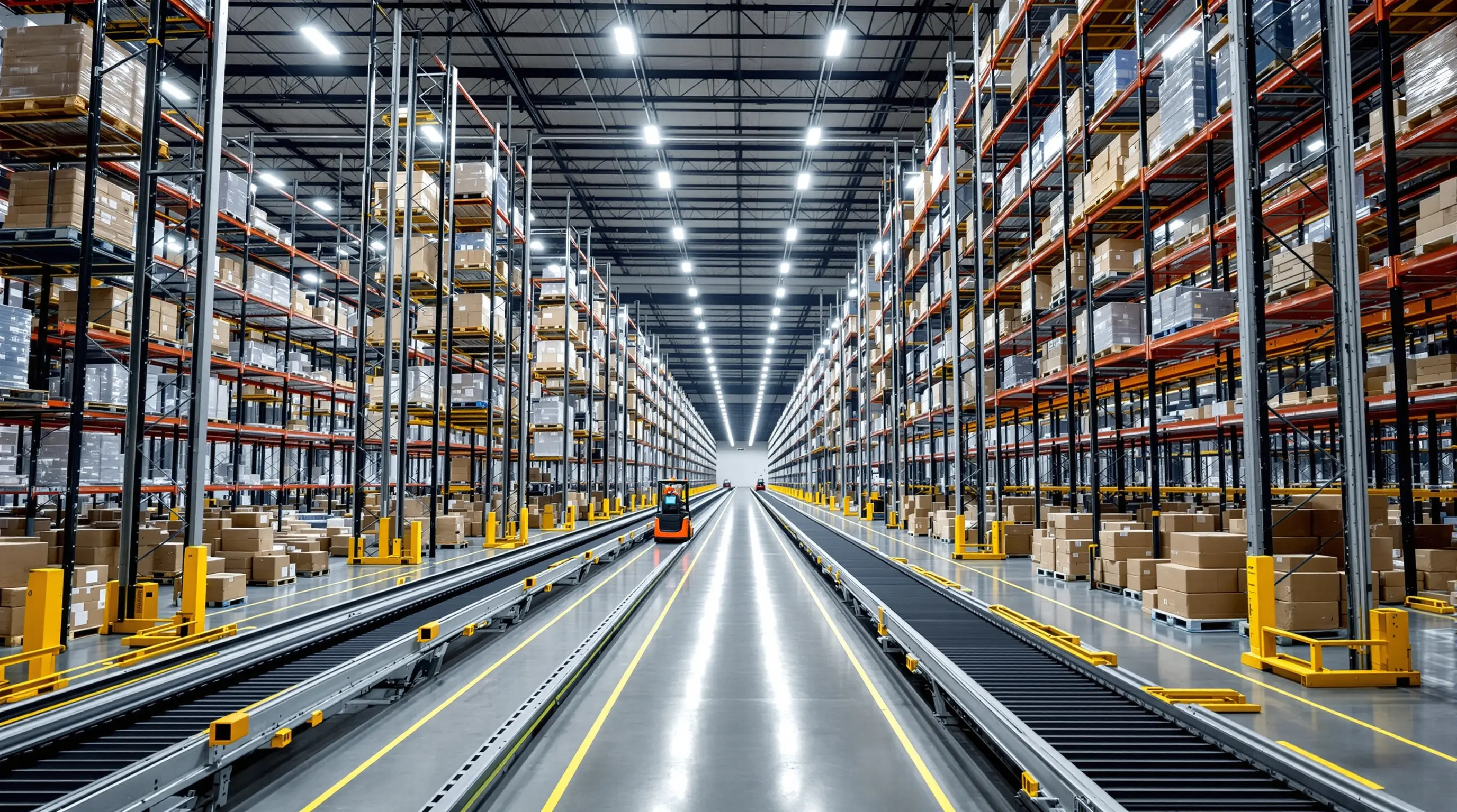 Distribution center with automated pallet rack systems and conveyor integration for efficient order fulfillment#1.9