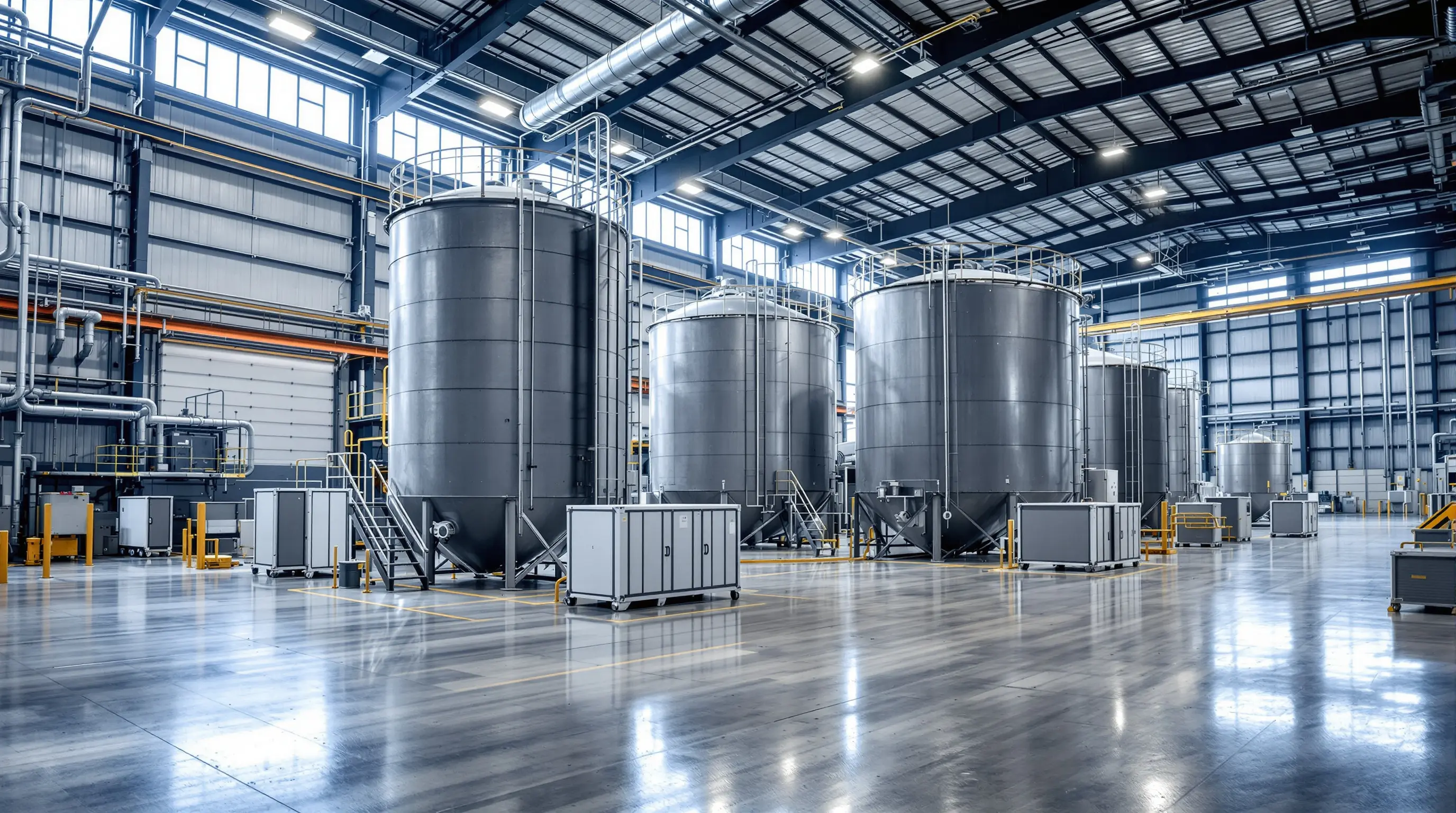 Manufacturing facility with industrial storage containers#16:9