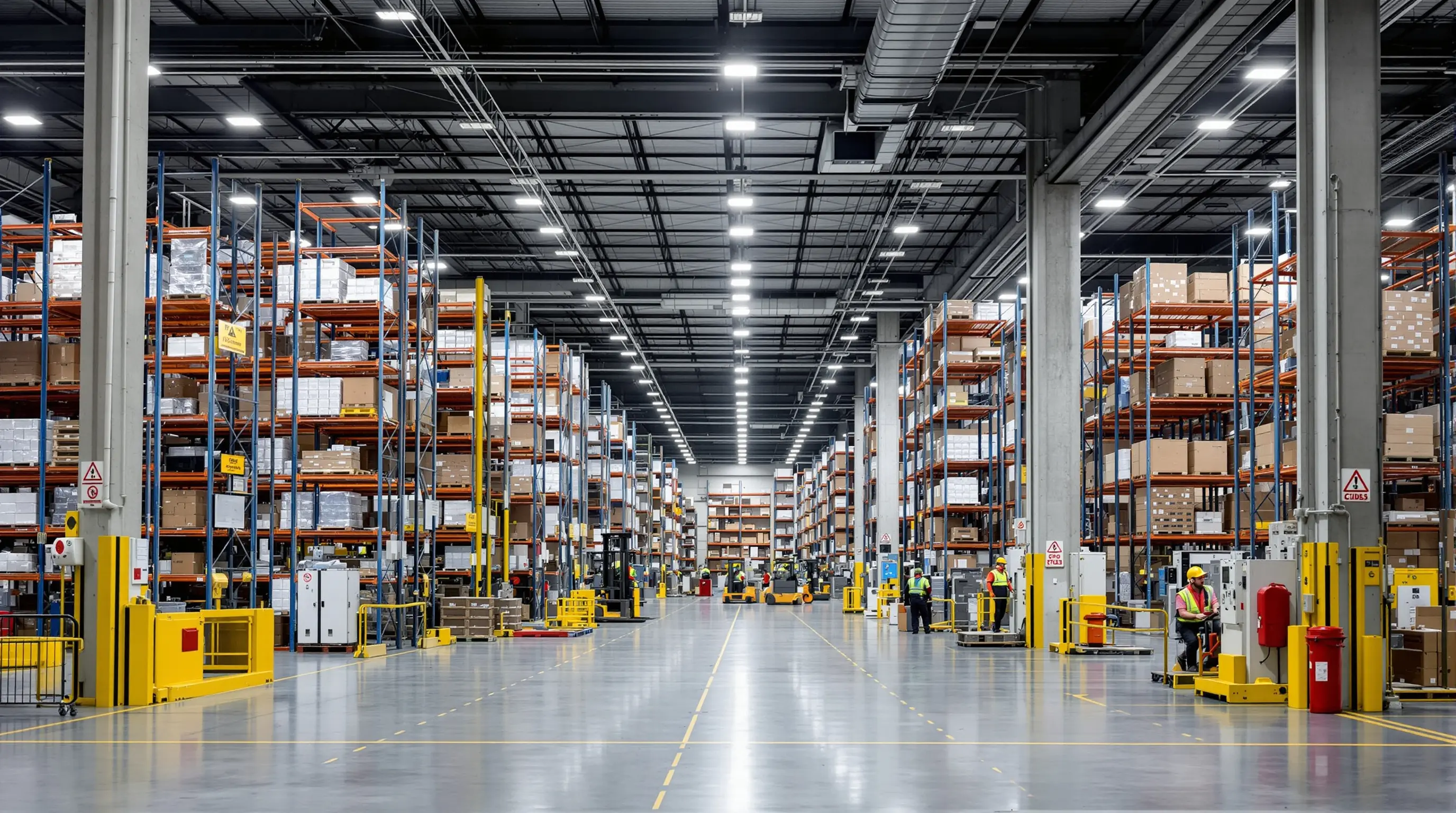 Manufacturing facilities with industrial storage systems and safety equipment#1.9