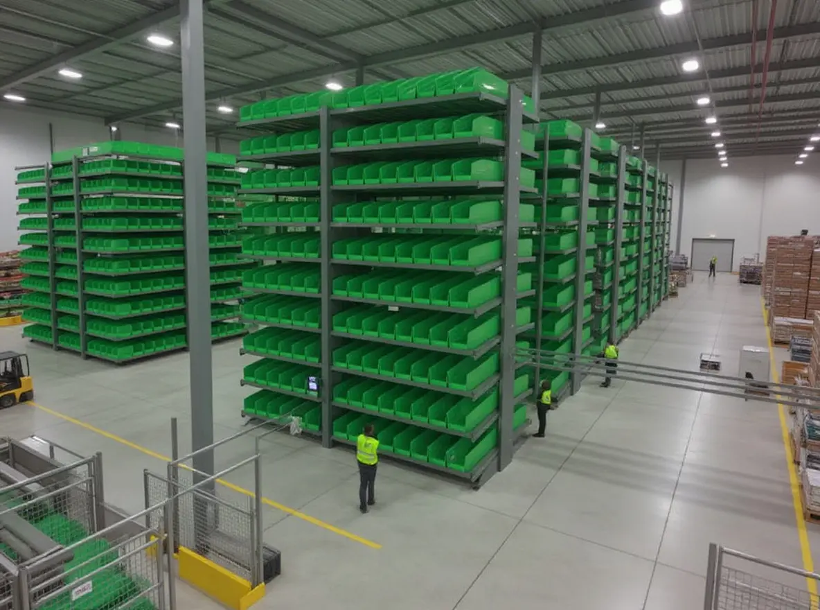 Distribution center operations with organized storage systems and controlled access areas for efficient logistics#1.3