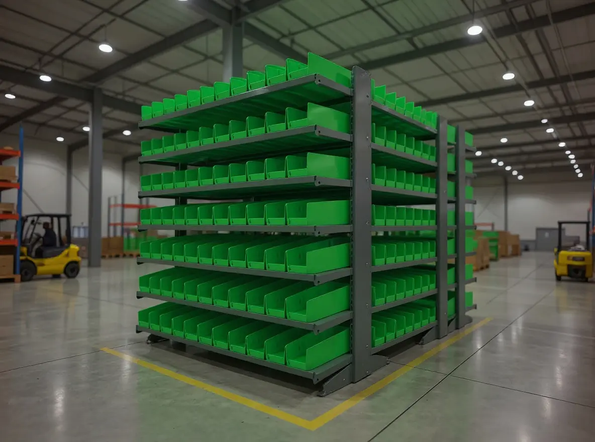 Existing rack system expansion showing compatible teardrop design integration with current warehouse infrastructure#1.3