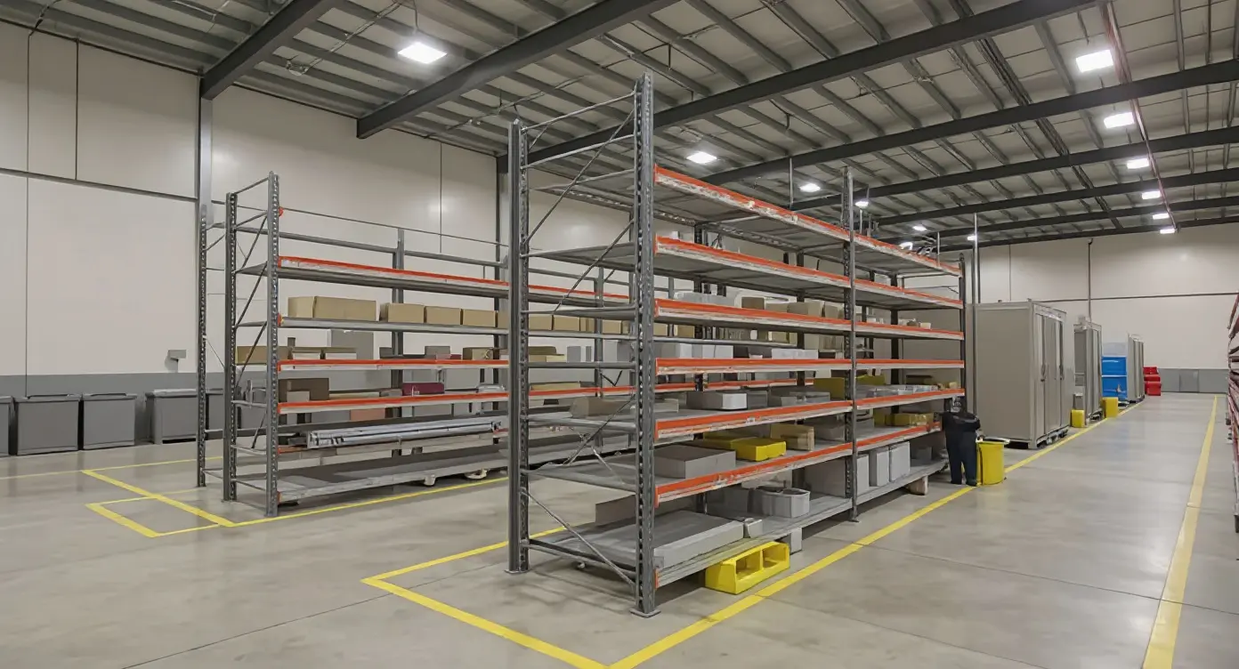 Manufacturing facility with industrial storage solutions and pallet containers#1.9