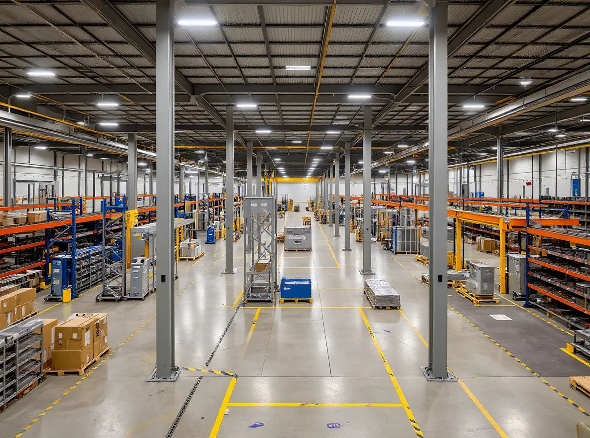 Manufacturing facility with organized material handling and storage solutions#1.3