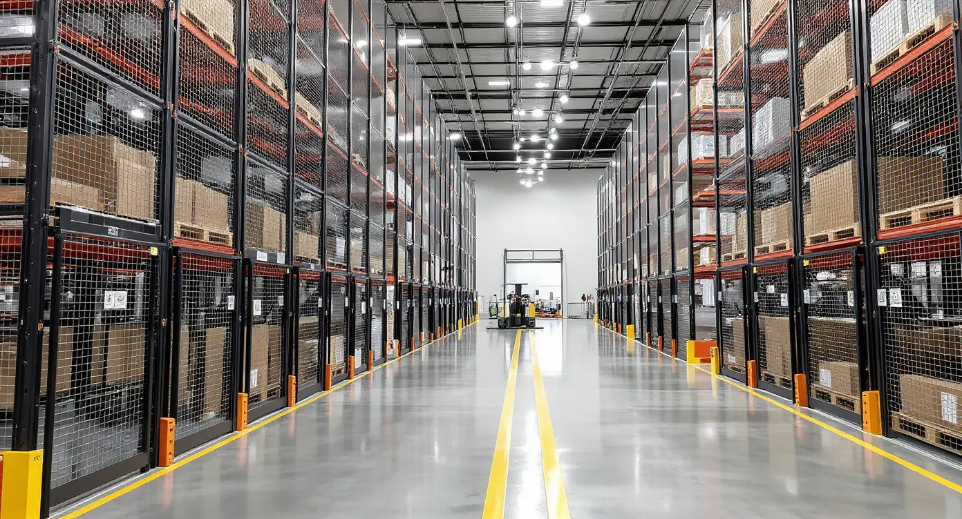 Distribution center with organized pallet racks and efficient shipping operations#1.9