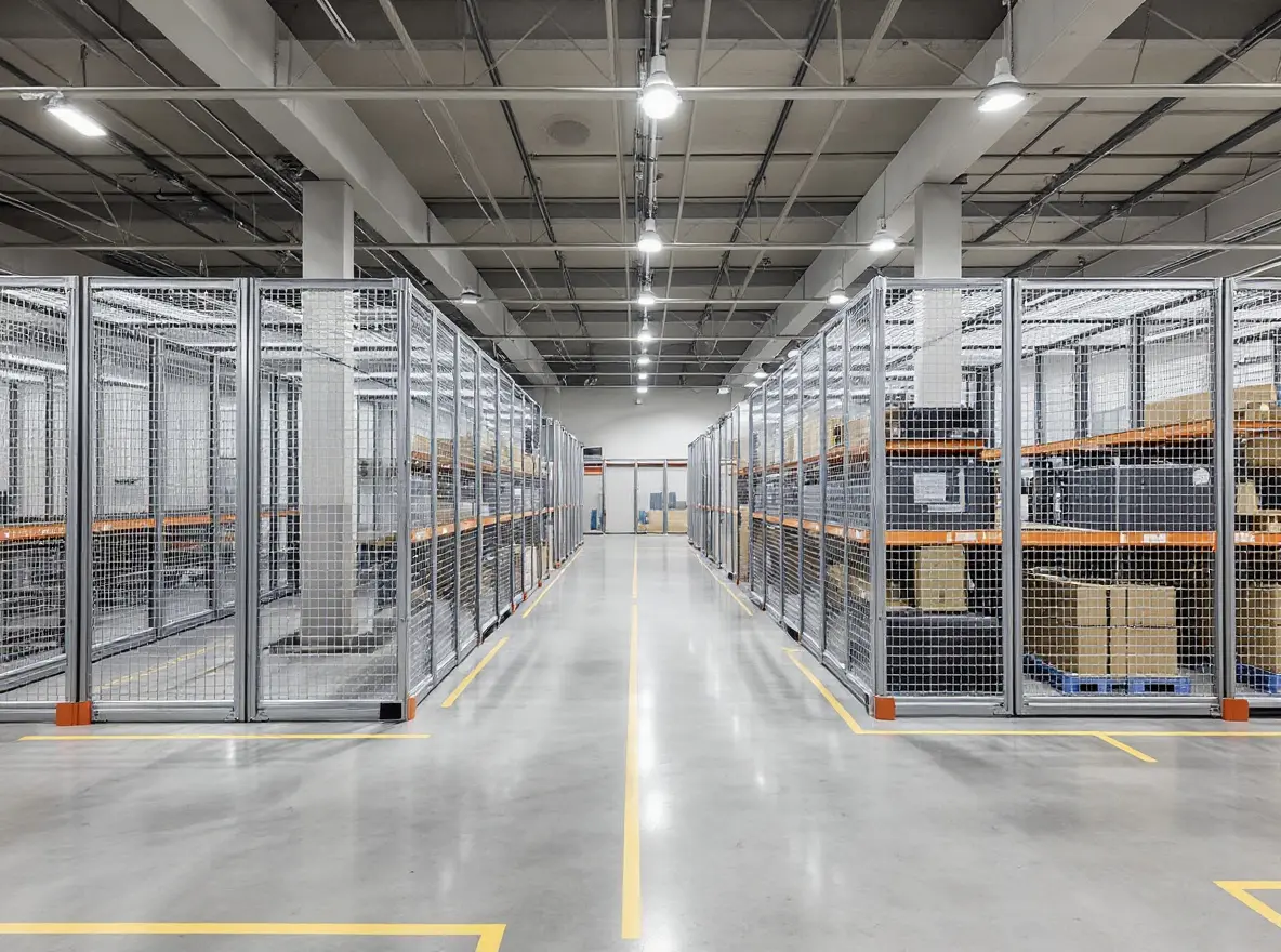 Warehousing and distribution centers using security cages for inventory protection#1.2