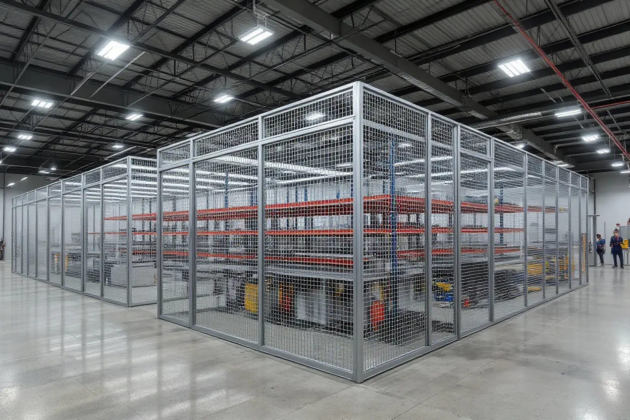 Manufacturing facilities using security cages for tool cribs and supply storage#1.6