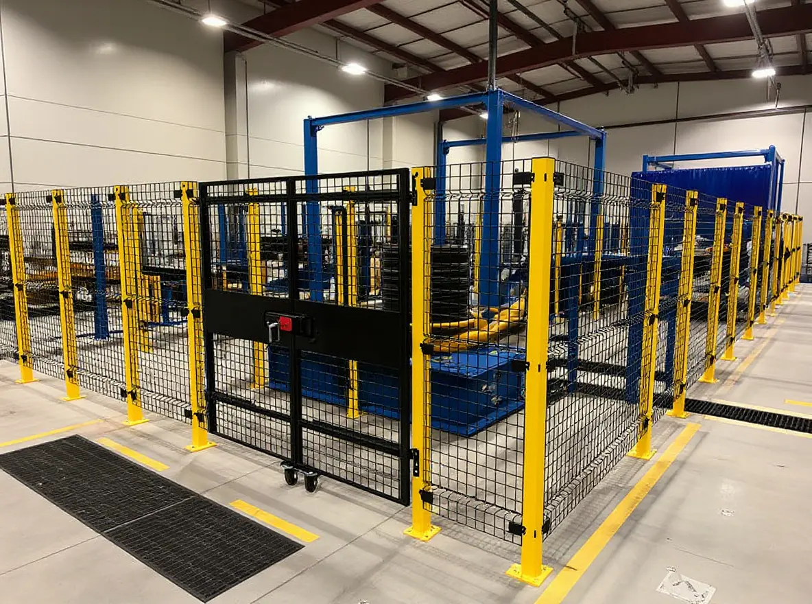 Manufacturing facility with machine guarding and OSHA compliant wire mesh safety systems#1.3