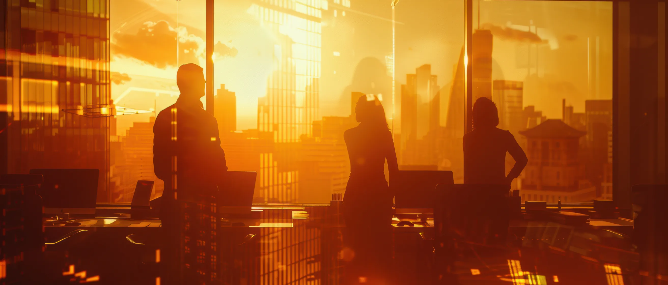 Homem sorridente de moletom laranja sentado em poltrona, usando smartphone. Ao fundo, telas flutuantes exibem gráficos de desempenho e sessões agendadas, em estilo moderno e digital.