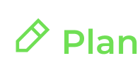 Green pencil icon next to the word "Plan" in simple typography