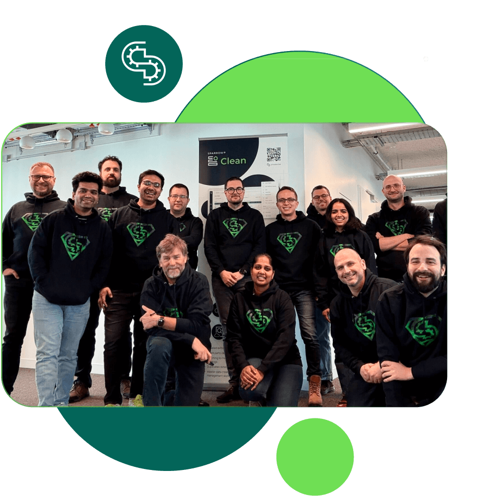 Team photo of Shadows Clean employees in matching black hoodies