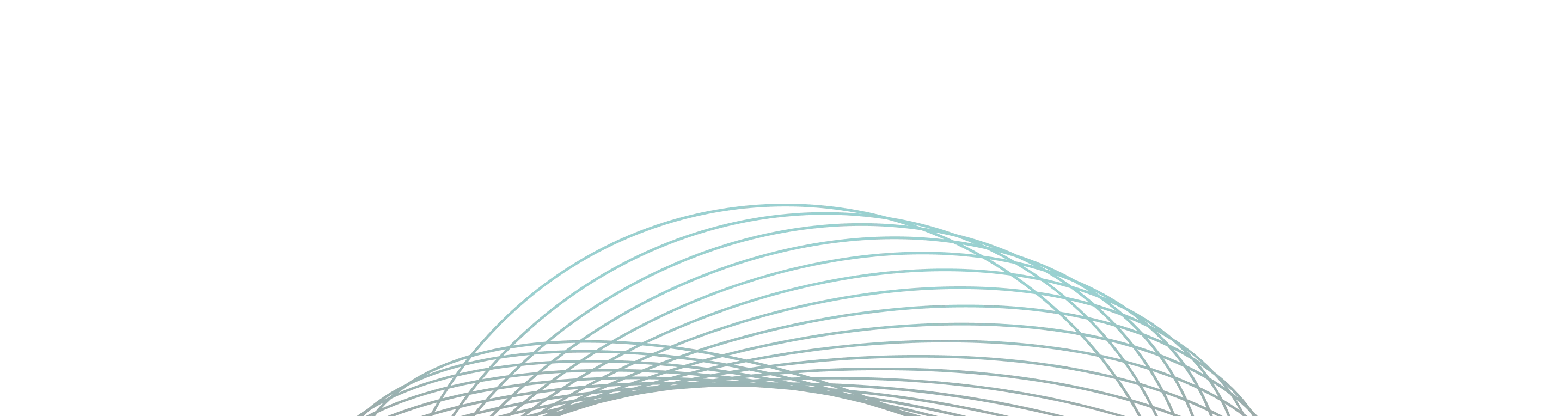 Abstract flowing lines in light teal creating a wave or arc pattern on white background