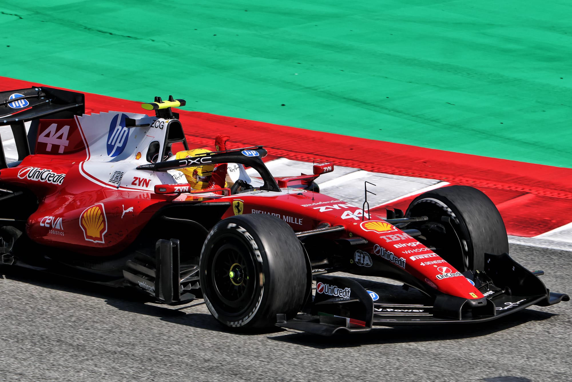 Hamilton takes first Ferrari win as Russell wilts and Antonelli retires
