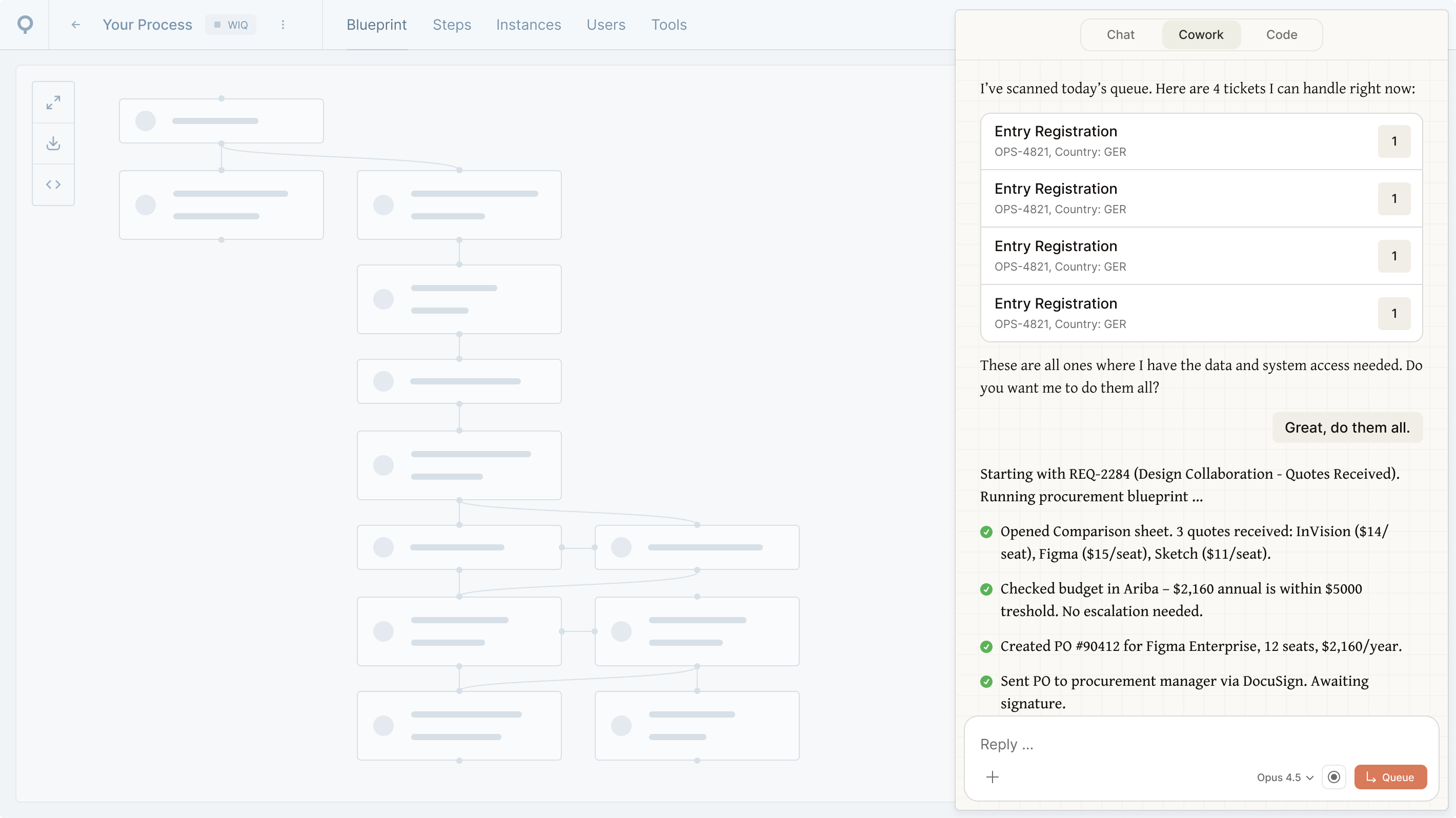 Illustration of WIQs in app UI