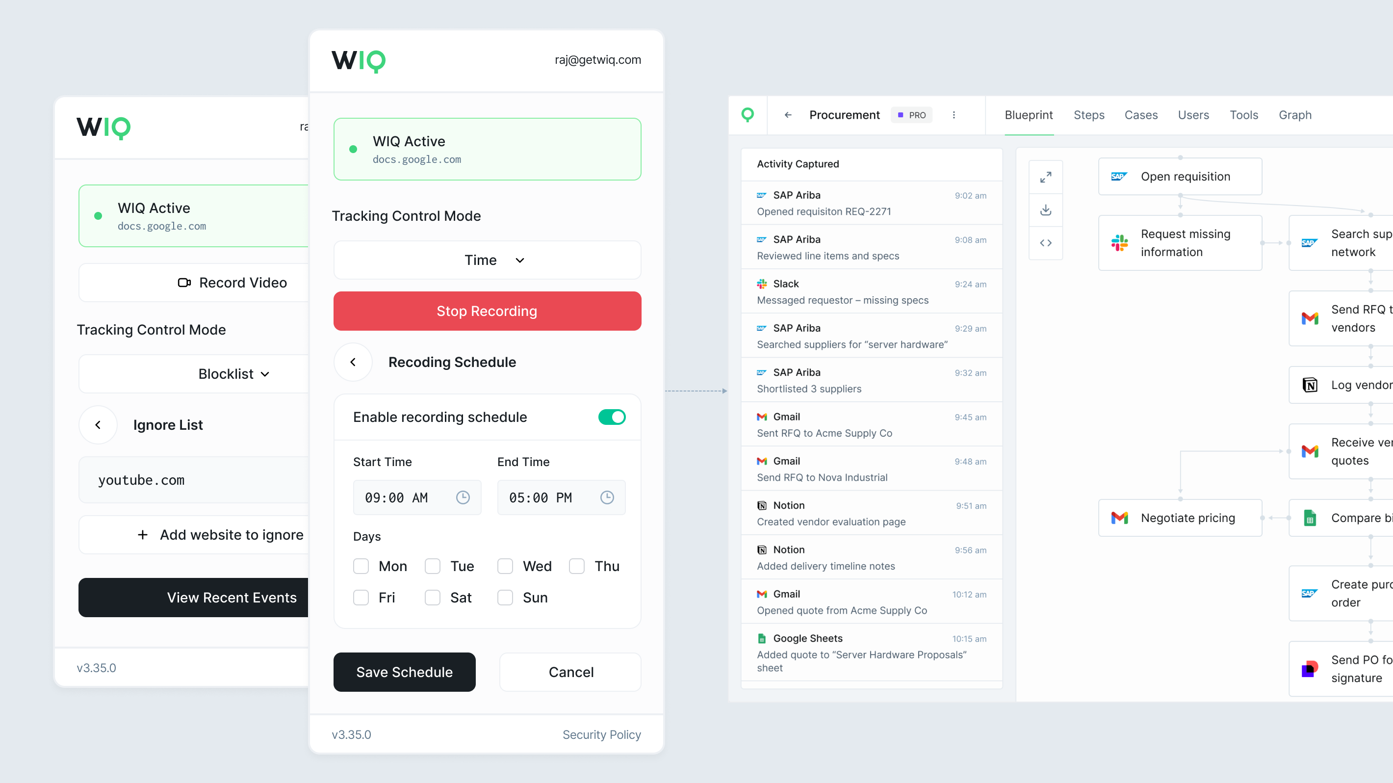 WIQ Extension and Webapp showing a Blieprint