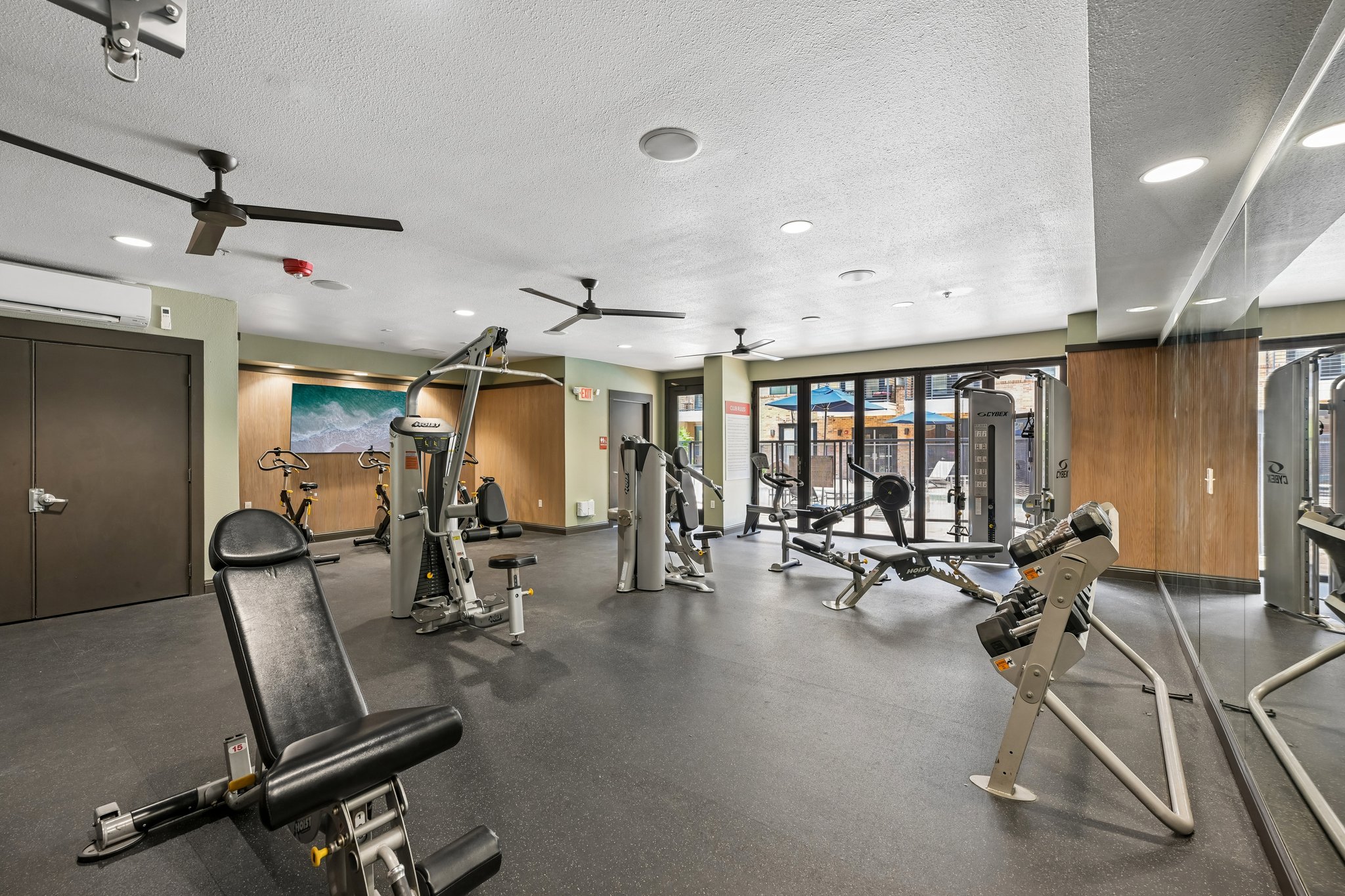 Fitness center with weights